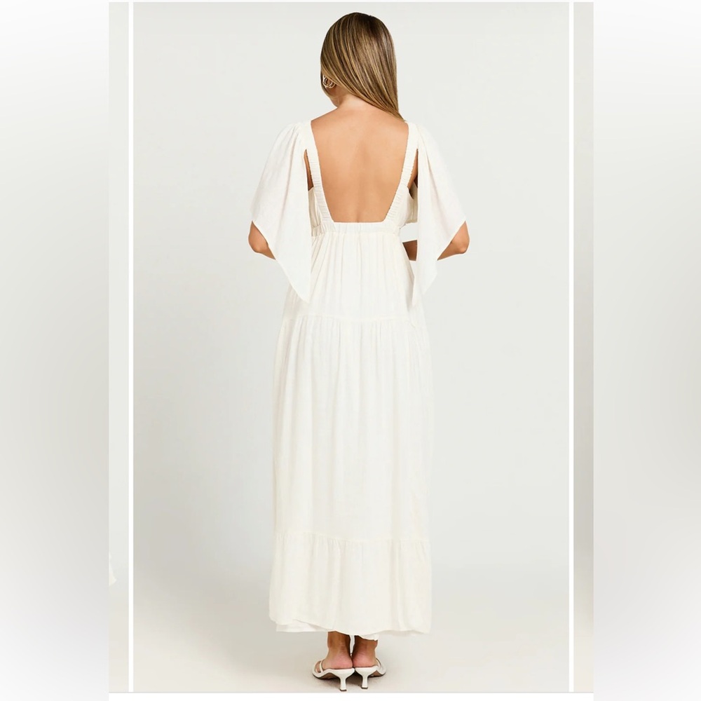Showpo Lyrad Empire Waist Textured Maxi Dress White NWT US 10 Boho - Picture 3 of 12